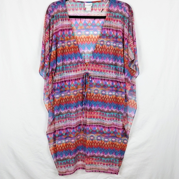 Profile by Gottex Santa Fe Mesh Swim Cover Up Caftan Size S/Petite - Picture 3 of 14